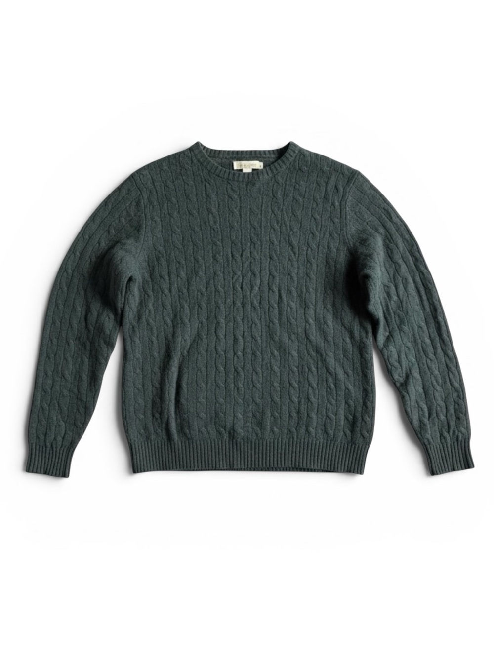 Elliot Mulryan Cashmere Cable Knit Sweater Dark Green Crewneck Size XL